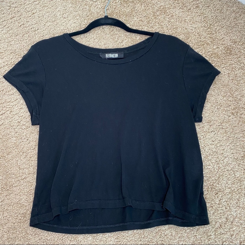 REFORMATION BLACK 100% TENCEL TEE SMALL